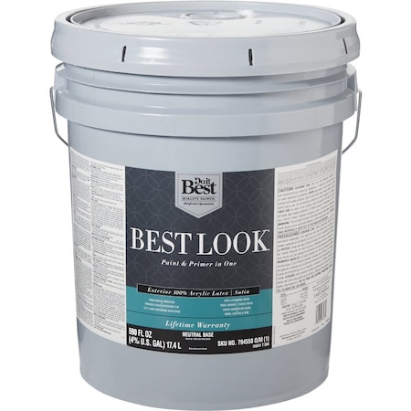 Do It Best 100% Acrylic Latex Premium Paint & Primer In One Satin Exterior House Paint Neutral Base 5 Gal. HW41T0804-20