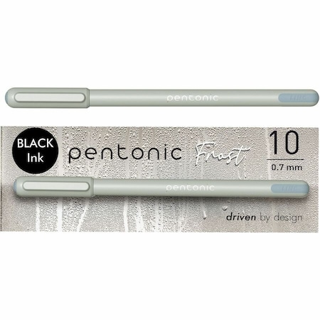 Pentonic Frosted Barrel Ballpoint Pens, 0.7mm Fine Pen Point, Black Ink, Frost, Gray Barrel, 120PK PEN13086