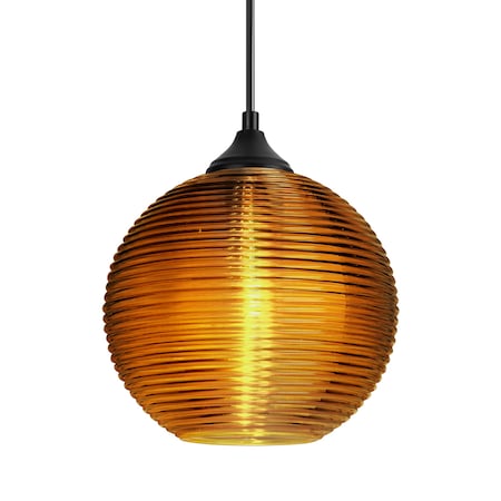 Besa Lighting Besa Kristall 8 Outdoor Pendant, Amber, Black Finish, 1x 9W LED OP-461682-LED-BK