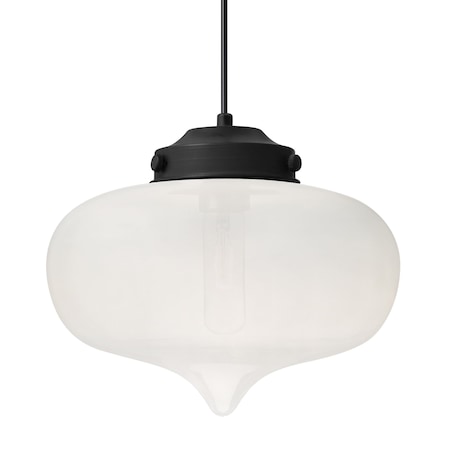 Besa Lighting Besa Mira Pendant, Frost, Black Finish, 1x 60W MAX E26 Base 1JT-MIRAFR-BK