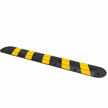 Traffic Kontrol Rubber Speed Bump 1PC, 6 Ft Long With End Caps, Yellow Black TKSB-6-YB-EC