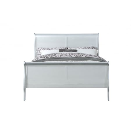 Homeroots King Silver Sleigh Bed 347109