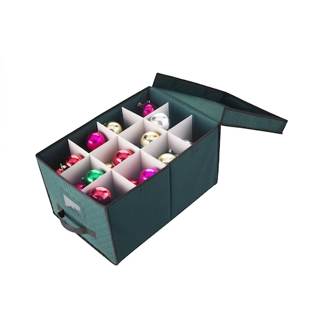 Elf Stor Ornament Storage Box Flip Top Organizer Cube With 24 Individual Compartments and Dividers 83-DT5044