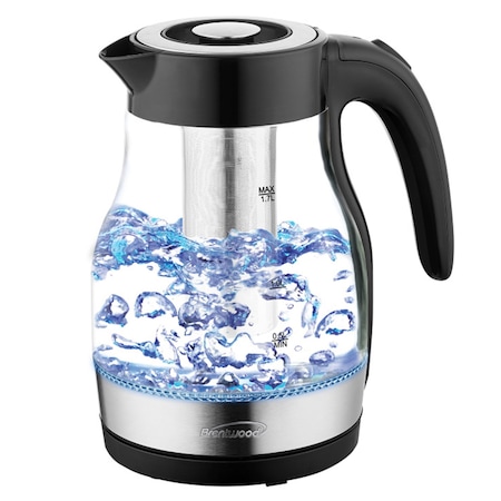 Brentwood Industries Glass 1.7 Liter Electric Kettle with Tea Infuser in Black KT-1962BK