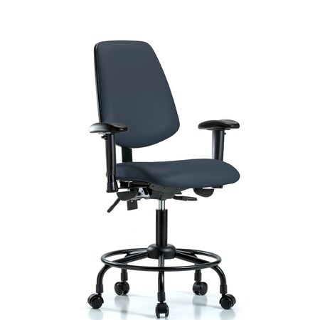 Blue Ridge Ergonomics Desk Chair Adjustable Arms, 21" to 26" Height, Vinyl, Imperial Blue BR-VDHCH-MB-RT-T1-A1-RC-8582