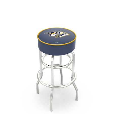 Holland Bar Stool Co 30" Nashville Predators Cushion Seat, 2-Ring Chrome Swivel Bar Stool L7C130NshPre