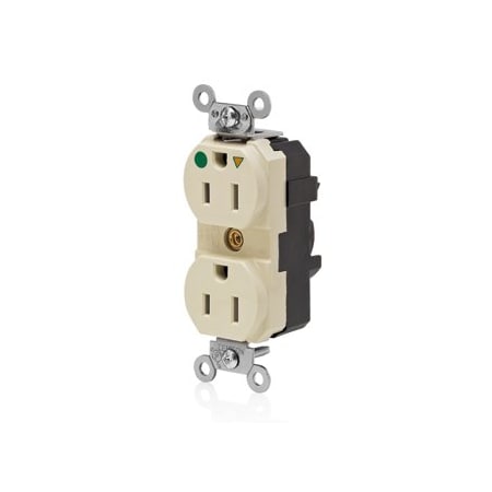 Leviton Lev-Lok Hospital Grade Duplex Receptacle, 15 Amp, 125 Volt M8200-ILI