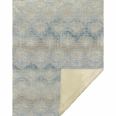 Homeroots 50" X 70" Linen And Gray Geometric Microfiber Plush Throw Blanket 712378