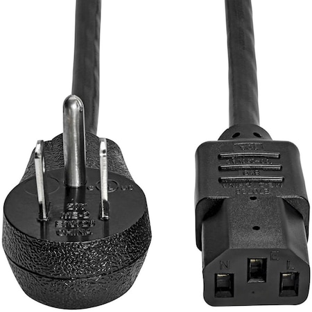 Eaton Tripp Lite Series Desktop Computer AC Power Cord, Right-Angle NEMA 5-15P to C13 - 10A, 125V, 18 P006-003-15D