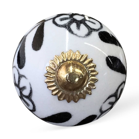 Homeroots Set of Twelve Black And White Ceramic Drawer Pull Knobs, 12PK 358102