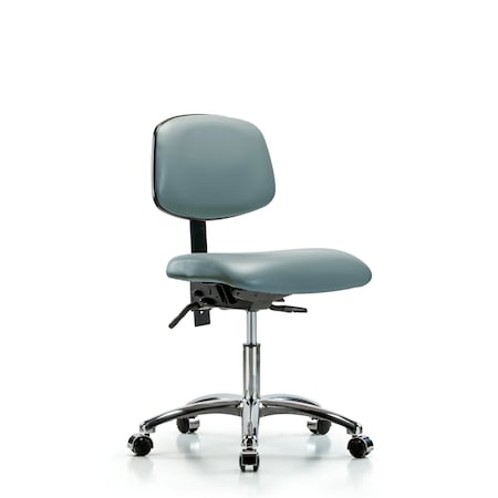 Blue Ridge Ergonomics Vinyl Chair Chrome, Desk, Casters, Storm BR-VDHCH-CR-T0-A0-CC-8822