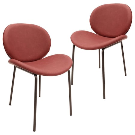 Leisuremod Servos Dining Side Chair with Upholstered Leather Seat and Iron Frame in Bordeaux, 2PK SCBL-22BOR2