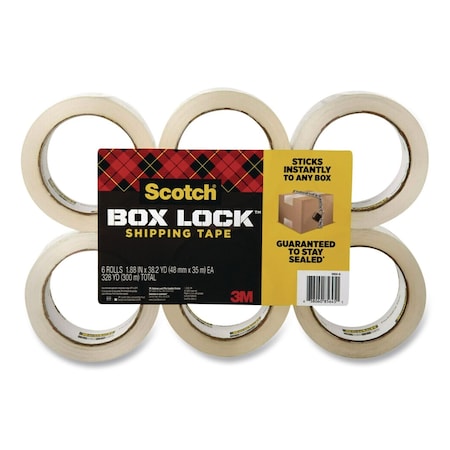 Scotch BOX LOCK Shipping Tape, 3" Core, 1.88" x 38.2 yds, Clear, 6PK 3950S-6