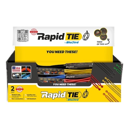 Rapid Tie Rapid Tie Counter Display box with 24 Pairs of Adjustable Straps, Mix Color BBRTCDP-8-MX24