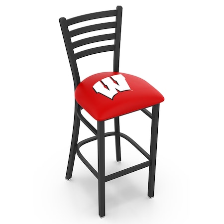 Holland Bar Stool Co 25" Blk Wrinkle Wisconsin "W" Stationary Counter Stool, Ladder Back L00425Wisc-W