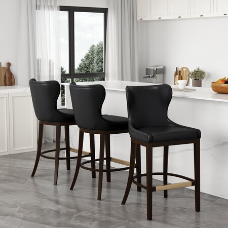 Manhattan Comfort Blair Barstool in Black, 3PK 3-BS023-BK