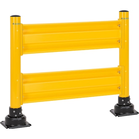 Global Industrial 4' Steel Guard Rail with 4" Dia. Rebounding Bollards, Yellow 670775