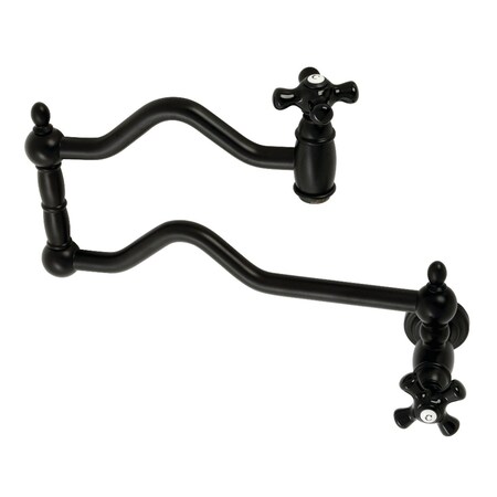 Kingston Brass Wall Mount Pot Filler Faucet, Matte Black KS2100PKX