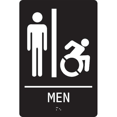 Accuform ADA Braile Restroom Sign, 9 in x 6 in PAD113BK