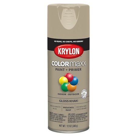 Colormaxx 12 Oz Krylon Khaki Paint & Primer Spray Paint, Gloss K05526007