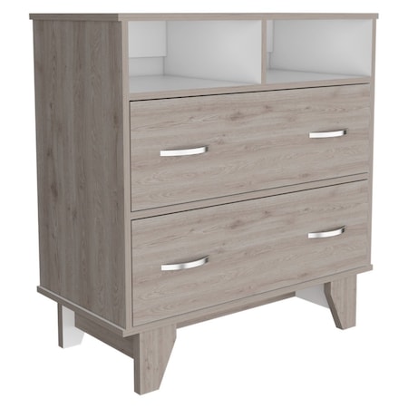 Homeroots 32" Light Grey Manufactured Wood Two Drawer Dresser 478407