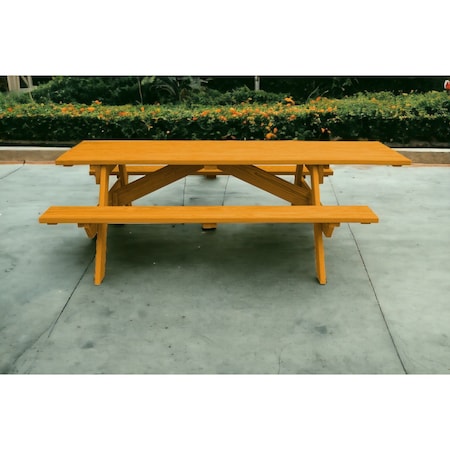 Homeroots 94" Natural Solid Wood Outdoor Picnic Table 525014
