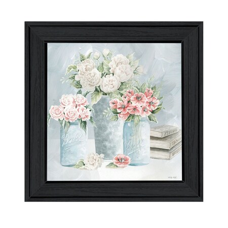 Homeroots Pastel Peonies Pretties Black Framed Print Wall Art 529731