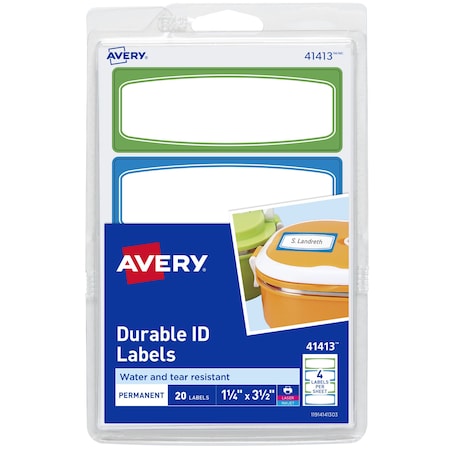 Avery Multipurpose Label, 1 1/4" Label W, 3 1/2" Label H, 4 Labels per Sheet 41413