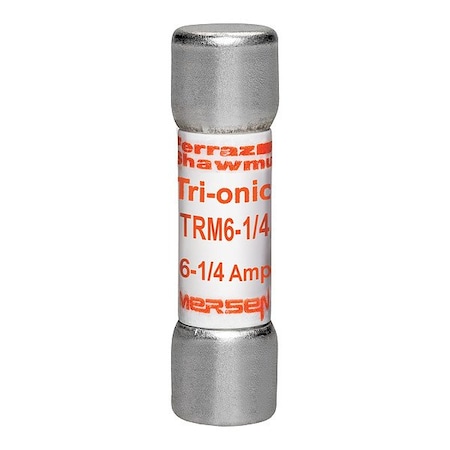 Mersen Fuse, 1 1/2 in L, 250 V AC, 6.25 A TRM6-1/4