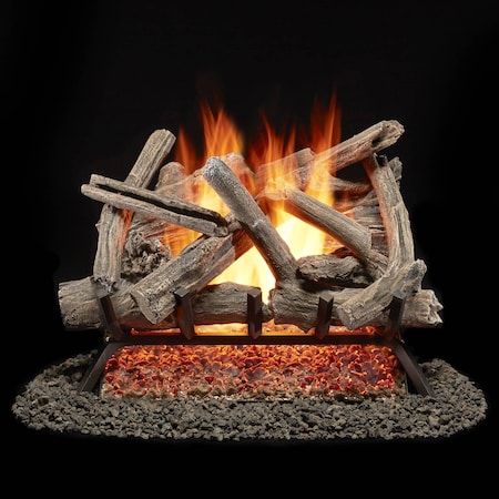 Bluegrass Living Vented Natural Gas Fireplace Log Set - 24 in. Driftwood, 55,000 BTU, Match Light BVL24-1