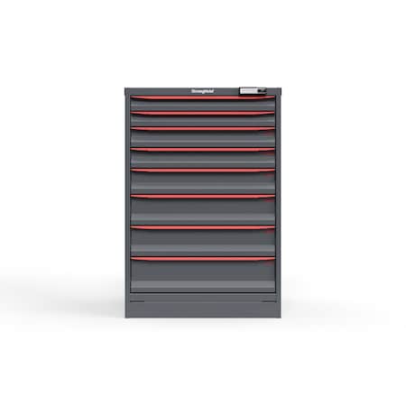 Strong Hold 8 drawer cabinet - (2x 2ft, 2x 3ft, 1x 4ft, 2x 5ft, 1x 6ft) - Red accents - Electronic Lock S3044-PPRAS-0802DS