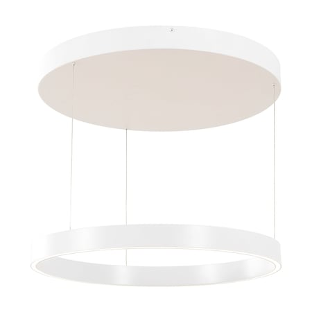Jonathan Y Jense 23.75" Minimalist Modern Metal Adjustable Dimmable Ring Integrated LED Pendant, White JYL7151B