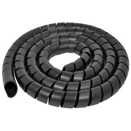 Electriduct Spiral Wrap, 11/16 in Inside Dia., 11/16 in Max Bundle Dia., 50 ft, Polyethylene, Black WL-SW-075-50-BK