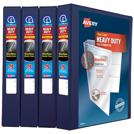 Avery Binders, Heavy-Duty View 3 Ring, 1 in, PK4 79869