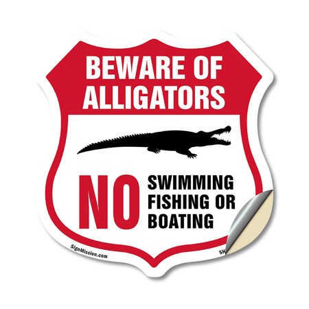 Signmission Alligator Warning Shield Sign Beware Of, 18 Inch X 18 Inch, Vinyl Decal SHI-D-18-358