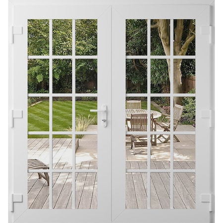 Vdomdoors Front Exterior Prehung Metal-Plastic Double Doors Clear Glass / MANUX 8151 White Silk / Office Comm MANUX8151DEXD-WS-W72xH80-RH-I