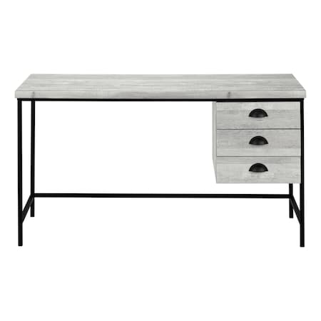 Homeroots 55" Gray and Black Computer Desk With Three Drawers 333551