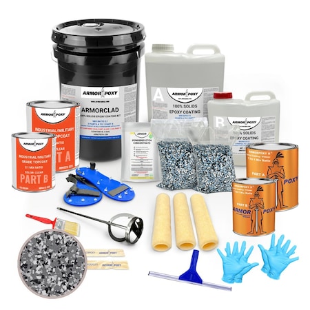Armorpoxy Epoxy Floor Kit 4-Layer Full Flake Broadcast - 600 Sq Ft - Wombat 121650