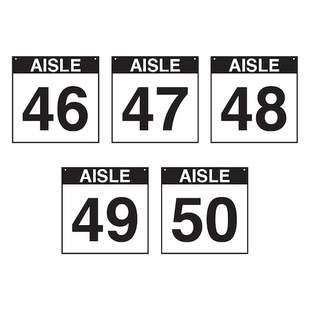 5S Supplies Warehouse Aisle 46-50 Sign - 8in x 8in - SINGLE - BRKT - PVC AISLE-46-50-8X8-SINGLE-BRKT