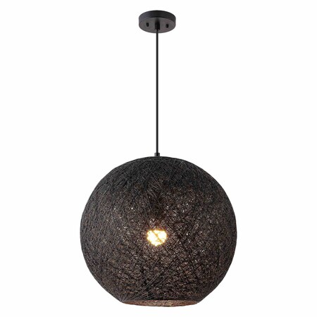 Jonathan Y Lacey 19.5" 1-Light Bohemian Minimalist Adjustable Rattan-Style Woven Rope Globe Basket LED Pendant, JYL1136B
