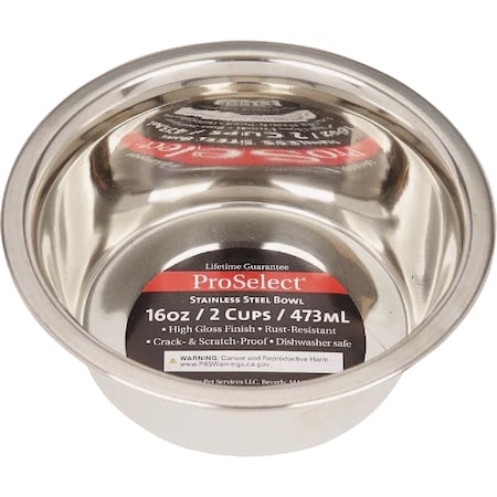 Boss Pet ProSelect 16 Oz. Heavy Stainless Steel Mirror Finish Dog Bowl ZW150 16