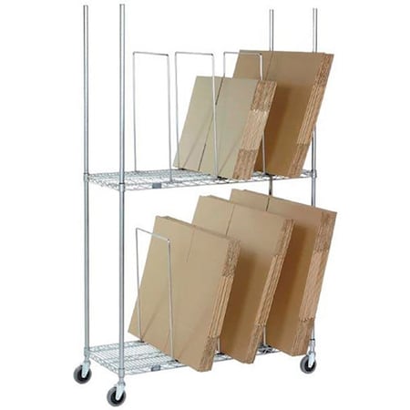 Global Industrial Triple Level Carton Stand w/ 9 Dividers and Casters, 48"Lx18"Wx78-1/2"H, Chrome B3172707