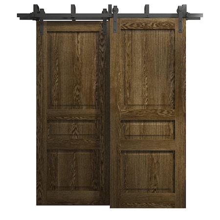 Sartodoors Sliding Closet Barn Bypass Doors 84 x 84 inches, Ego 5012 Marble Oak, Modern 8ft Rails Hardware Set EGO5012BBB-DMR-8484