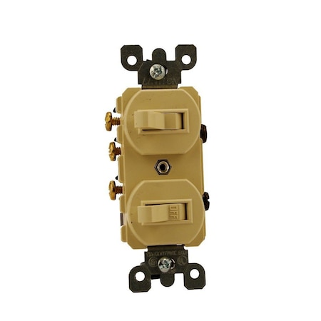 Leviton Duplex Style Single-Pole/3-Way AC Combination Switch, 15 Amp, 120/277 Volt, Ivory 5241-I