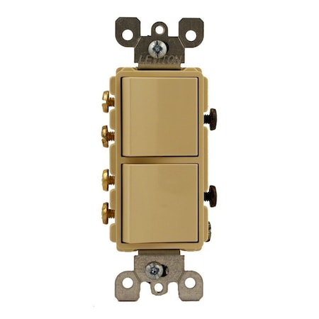 Leviton Decora 3-Way/3-Way AC Combination Switch, 15 Amp, 120/277 Volt, Ivory 5643-I