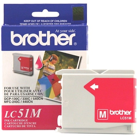 Brother Brother LC51M Original Ink Cartridge - Inkjet - 500 Pages Black, 400 Pages Color - Magenta - 1 Each LC51M