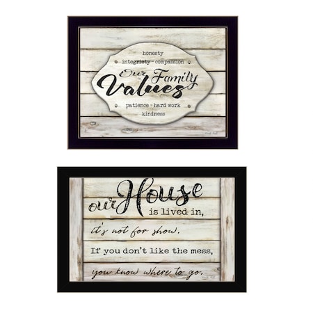Homeroots Set Of Two Family Values 3 Black Framed Print Wall Art, 2PK 406148