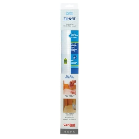 Con-Tact Brand Ribbed Shelf Liner, 4 ft L, 18 in W, Clear 04F-CZ8S01-06