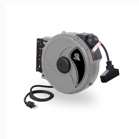 Queue Solutions Extension Cord Reel, Gray, 50 ft ECR-14G-GY-50
