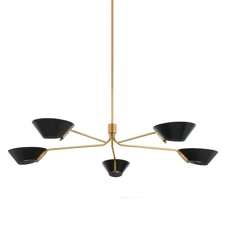 Troy Lighting Sacramento 5 Light Chandelier 63 In. Patina Brass/Soft Black F8163-PBR/SBK